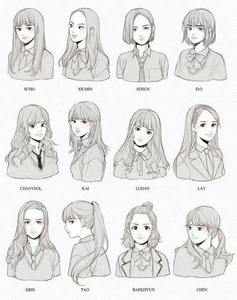 hair reference Pelo Anime, Manga Hair, Hair Sketch, Hair Drawing, Poses References, Anime Hair, Hair Reference, Drawing Tutorials, How To Draw Hair