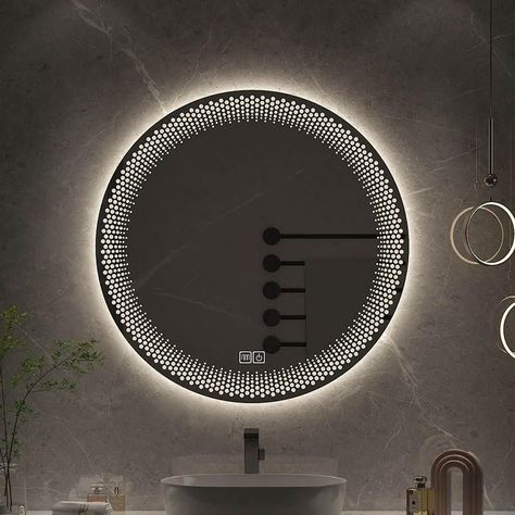 80CM Round Smart LED Bathroom Mirror with 3-Color Adjustable Backlight & Defogging Feature. https://leisureera.store/80cm-round-smart-led-bathroom-mirror-with-3-color-adjustable-backlight-defogging-feature/ European Bathroom, Shower Cabinets, Display China, Vanity Mirror With Lights, Led Bathroom Mirror, Smart Mirror, Silk Bedding Set, Illuminated Mirrors, Daily Beauty Routine