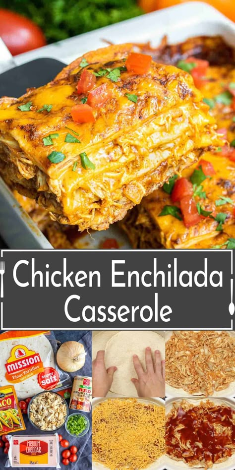 Looking for a delicious and easy dinner recipe? Look no further than this mouthwatering Chicken Enchilada Casserole! With shredded chicken, savory taco seasoning, and gooey cheddar cheese, this casserole is sure to be a crowd-pleaser. Perfect for a cozy weeknight dinner or a potluck gathering with friends and family. Learn how to make it with this step-by-step guide! Mexican Chicken Casserole Recipes, Enchilada Casserole Chicken, Easy Chicken Enchilada Casserole, Chicken Enchilada Casserole Recipe, Easy Salsa Recipe, Enchilada Casserole Recipes, Dinner With Family, Chicken Enchiladas Easy, Chicken Enchilada Casserole