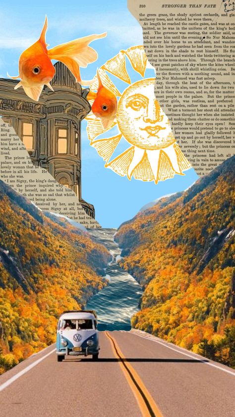 Something New Aesthetic, Orange Mountains, Kollage Konst, Surreal Collage Art, Nature Collage, Collage Kunst, Digital Collage Art, Collage Drawing, Photoshop Collage