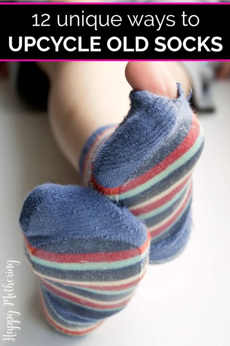 Do you have old socks lying around your house and don't know what to do with them? Check out this list of 12 unique ways to upcycle old socks. Get ideas on how to make DIY projects to help you reuse those worn out socks. #upcycle #upcycling #reuse #upcycledprojects #socks #upcyclingideas #greenliving #sustainability #sustainableliving Old Gloves Crafts, Sock Repurpose, Socks Upcycle, Recycle Socks, Reuse Crafts, Sustainable Diy, Sewing Easy, Homemaking Tips, Seasonal Living