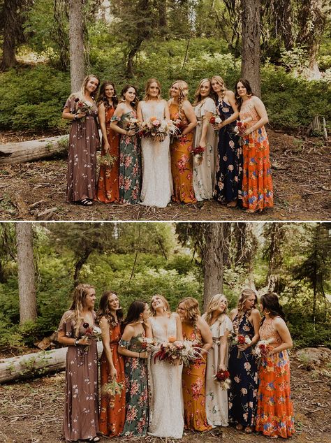 Wildflower Themed Wedding Bridesmaid Dresses, Wildflower Wedding Bridesmaids Dresses, Hippie Bridesmaid Dresses, Wings Wedding Dress, Eclectic Bridesmaid Dresses, Boho Groom Attire, Unique Groom Attire, Non Traditional Bridesmaid Dresses, Boho Bridesmaid Jewelry