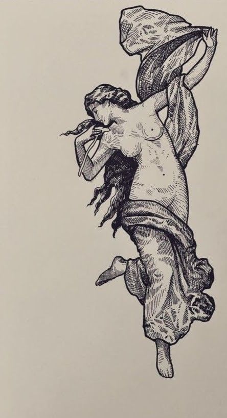 Midevil Style Tattoo, Eos Goddess, Tattoos Drawing, Woodcut Tattoo, William Adolphe, Kunst Tattoos, Tattooed Women, Abstract Elements, Mythology Tattoos