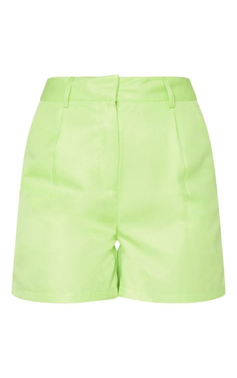 Neon Prom Dresses, Womens High Waisted Shorts, Tie Up Heels, Lime Green Shorts, Tailored Shorts, Belted Shorts, Mom Shorts, High Rise Shorts, Green Shorts