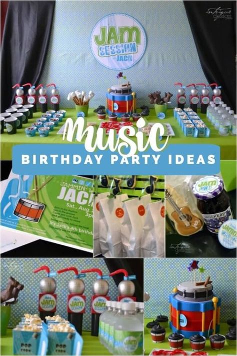 Music Themed Birthday Party Music Birthday Party Theme, Music Themed Birthday Party, Music Themed Birthday, Drum Party, Drum Birthday, Musical Birthday Party, Music Birthday Party, Music Theme Birthday, Music Themed Parties