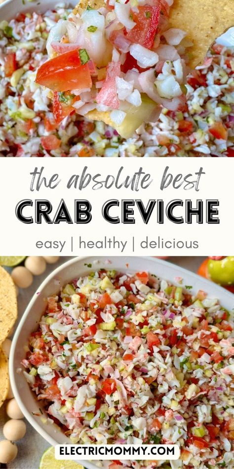 Crab Ceviche (Ceviche de Jaiba) Imitatation Crab Recipe Ceviche, Easy Ceviche Recipe Shrimp, Jaiba Recipe Mexican, Ceviche Recipe Crab, Jaiba Recipe, Seafood Ceviche Recipe, Tilapia Ceviche Recipe, Shrimp And Crab Ceviche Recipe, Civeche Recipe