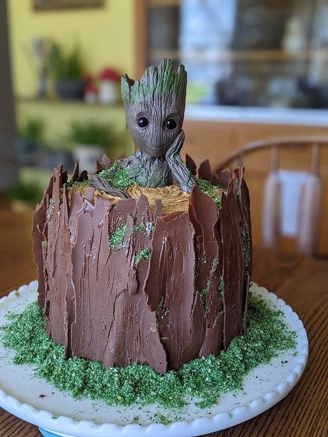 Groot Cake, Fairy House Cake, Crazy Birthday Cakes, 7th Birthday Cakes, Marvel Cake, Wedding Cake Pictures, House Cake, Crazy Cakes, Baby Groot