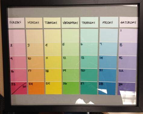 Paint swatch calendar Paint Swatch Calendar, Paint Chip Crafts, Paint Chip Art, Ideas Habitaciones, Document Frame, Family Command Center, Paint Chip, Diy Event, School Calendar