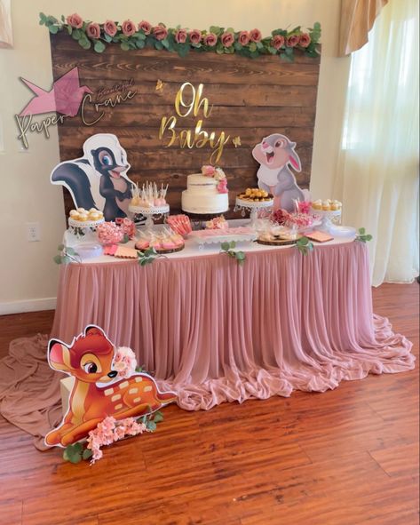 Baby Shower Cake Table, Bambi Baby, Baby Q Shower, Girl Shower Themes, 1st Birthday Party For Girls, Baby Shower Theme Decorations, Baby Shower Deco, Disney Baby Shower