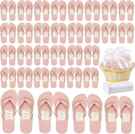 Amazon.com: Fulmoon 60 Pairs Flip Flops Bulk for Wedding Guest Slippers Rose Gold Hotel Guest Spa Slippers Wedding Party Favors Flip Flops with Size Cards Drawstring Bags for Wedding Pool Party : Clothing, Shoes & Jewelry Guest Slippers, Wedding Pool Party, Spa Slippers, Wedding Slippers, Hotel Guest, Drawstring Bags, Wedding Party Favors, Pool Party, Drawstring Bag