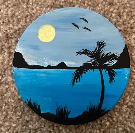 Camp Themes, Summer Camp Themes, Horse Canvas Painting, Horse Canvas, Cd Art, Moon Painting, Ocean Scenes, Slate Coasters, Camping Theme