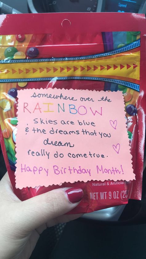 Daily Gifts For Birthday Month, Skittles Gift Ideas, Skittles Gift, Birthday Hubby, Happy Birthday Month, Month Ideas, November Ideas, Happy Birthday Cards Diy, Halloween Clay