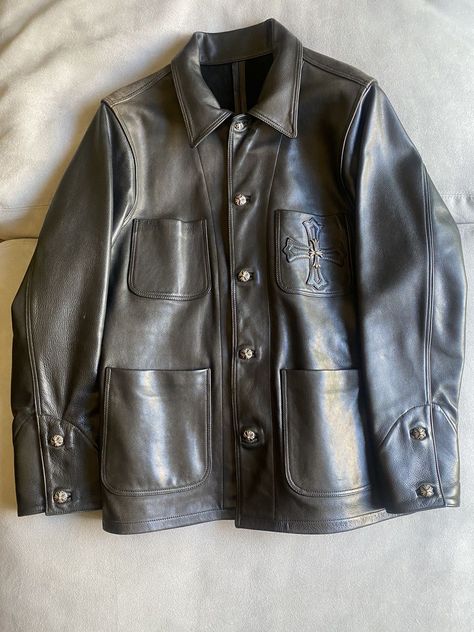 Chrome Hearts Vintage leather jacket Chrome Hearts Vintage, Chrome Hearts Jacket, Chrome Hearts Men, Vintage Chrome Hearts, Chrome Hearts Leather, Hearts Vintage, Youtube Logo, The Heart Of Man, Men's Outerwear