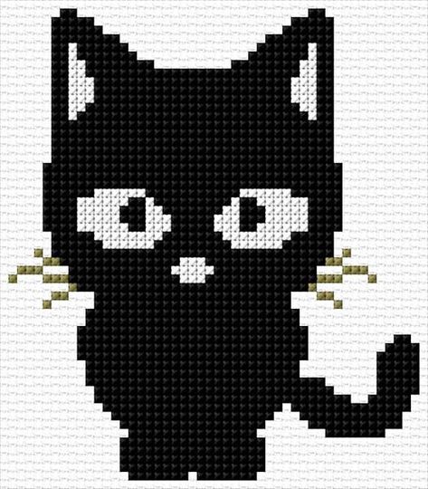 Black Cat Cross Stitch Pattern, Cross Stitch Calculator, Black Cat Cross Stitch, Cat Cross Stitches, Cross Stitch Border Pattern, Halloween Cross Stitch Patterns, Cat Cross Stitch Pattern, Baby Blanket Knitting Pattern, Cat Cross Stitch