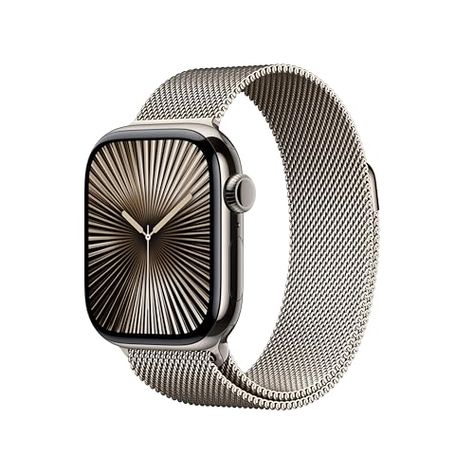 Apple Watch Series 10 [GPS + Cellular 42mm case] Smartwatch with Natural Titanium Case with Natural Milanese Loop. Fitness Tracker, ECG App, Always-On Retina Display, Carbon Neutral Lighter Design, Sphere Design, Carbon Neutral, Retina Display, Wearable Technology, Apple Products, Apple Watch Series, Fitness Tracker, Cool Watches