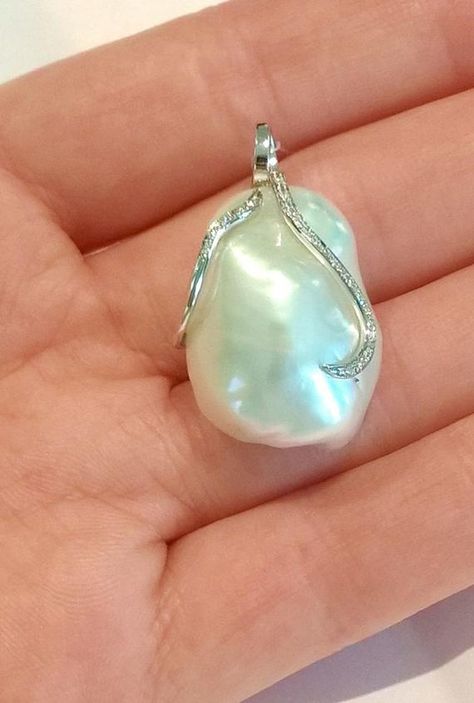 Baroque Pearl Pendant, Silver Baroque Pearl Pendant Jewelry, Blue Baroque Pearl Jewelry With Pearl Pendant, White Baroque Pearl Pendant Necklace, Luxury Baroque Pearl Pendant Jewelry, Baroque White Pearl Pendant Jewelry, Circle Diamond, Blue Pearl, Exclusive Jewelry