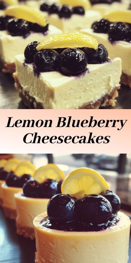 Indulge in the delightful blend of tangy lemon and juicy blueberries with these easy-to-make mini cheesecakes. Perfectly portioned, they're a great treat for any occasion! Mini Blueberry Cheesecakes, Lemon Blueberry Cheesecake, Cheesecake Lovers, Mini Cheesecakes, Blueberry Cheesecake, Home Baking, Party Desserts, Lemon Blueberry, Blueberries