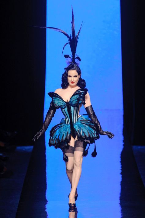 Jean Paul Gaultier Couture 2014- HarpersBAZAAR.com Jean Paul Gaultier Haute Couture, Couture 2014, Paul Gaultier Spring, Butterfly Costume, Fashion Week Spring 2014, Look Retro, Couture Mode, Dita Von, Dita Von Teese