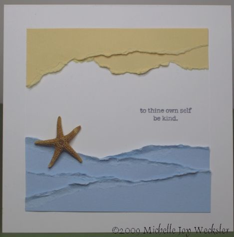 Ocean Cards Handmade, Torn Paper Cards, Torn Cards, Beach Cards Handmade, Beach Birthday Cards Diy, Sea Cards Ideas, Ocean Themed Cards, Ocean Greeting Cards, Minimalist Cards