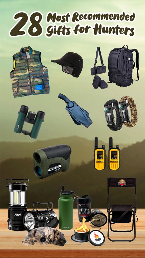 Hunters Gift Basket Ideas, Gifts For Hunters Men, Gift Ideas For Hunters, Survival Kit Gifts, Beer Caddy, Female Hunter, Adventure Essentials, Led Camping Lantern, High Tech Gadgets