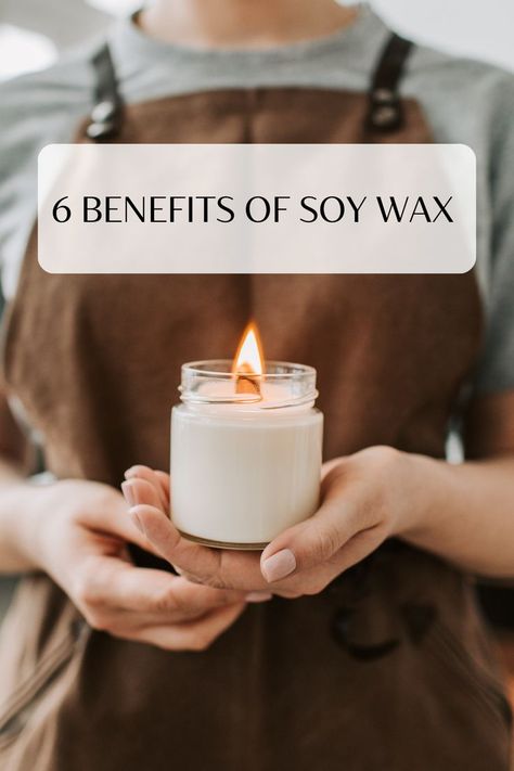 Woman is holding a soy candle in a jar. Soy Bean Plant, Soy Bean, Homemade Scented Candles, Bean Plant, Melting Point, Natural Soy Wax Candles, Wax Candles, Paraffin Wax, Wooden Bowls