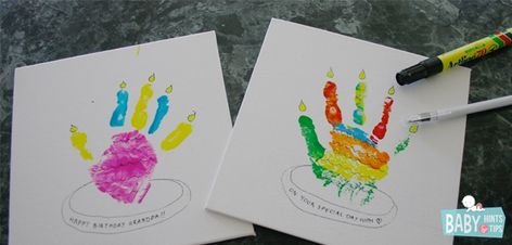 Kids Crafts Hand Prints, Handprint Birthday Card, Handprint Ideas, Birthday Cards To Print, Grandparents Day Crafts, Birthday Presents For Dad, Special Birthday Cards, Birthday Card Sayings, Homemade Birthday