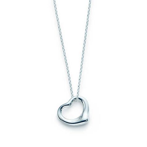 Elsa Peretti® Open Heart pendant, small. Sterling silver. Elsa Peretti Necklace, Tiffany Elsa Peretti, Heart Necklace Tiffany, Tiffany Bracelet, Sterling Silver Choker Necklace, Tiffany Wedding, Open Heart Necklace, Sterling Silver Choker, Accesories Jewelry