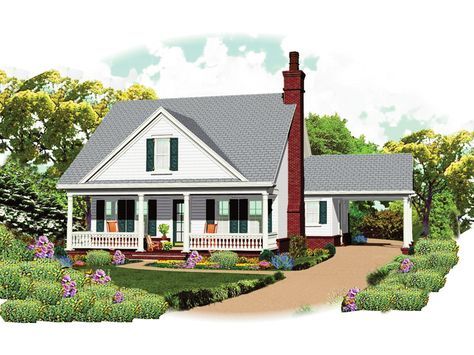 Grayson Place Country Home  Bungalow House Plan Front of Home - 087D-1672 | House Plans and More from houseplansandmore.com Front Of Home, Vacation House Plans, Southern House Plan, Colonial House Plans, House Plans One Story, Porte Cochere, House Plans And More, Bungalow House Plans, Country House Plan