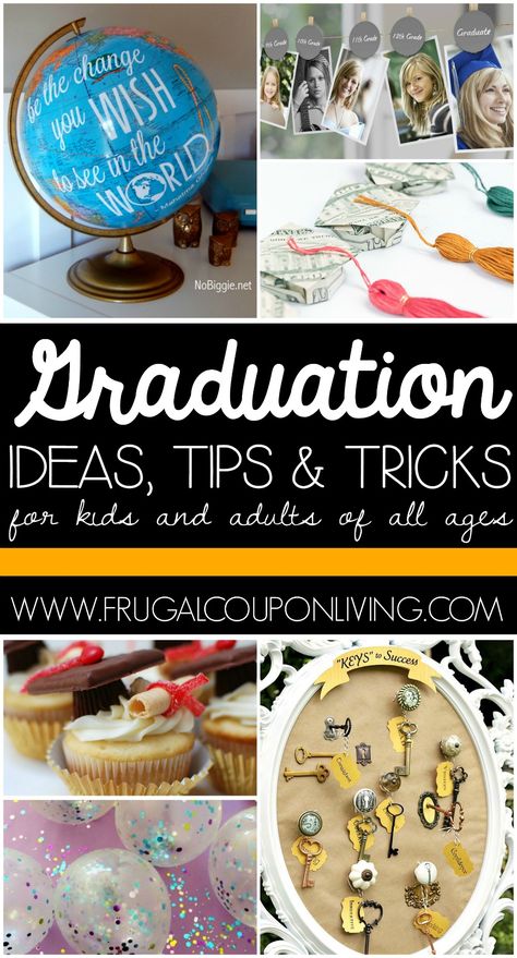 Graduation Tips, Ideas and Tricks for your graduate - Kindergarten to Collegiate - there should be something for everyone on Frugal Coupon Living. #frugalcouponliving #graduation #party #graduationparty #hacks #ideas #graduationpartyideas #graduationpartydecorations Graduation Tips, Dollar Diy, Graduation Party Games, Melt Recipe, Grad Ideas, Thrifty Thursday, Reunion Ideas, Pinterest Crafts, Graduation Picture