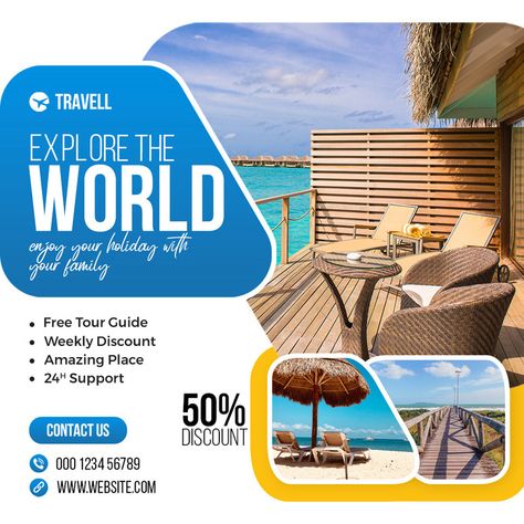 Travel Agency Social Media, Travel Social Media Post, Agency Social Media Post, Agency Social Media, Travel Creative, Social Media Post Template, Banner Template Design, Social Media Business, Travel And Tourism