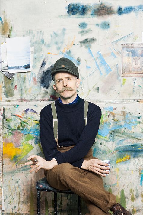 Painter In Studio, Painter Photography Artists, Painter Man, Painter Outfit, Painter Fashion, Painter Portrait, Billy Childish, Painter Photography, Artist Portrait