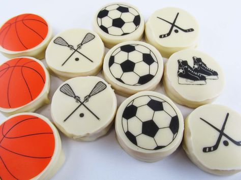 Sports - Chocolate Dipped Sandwich Cookies - www.AmericanChocolateDesigns.com Chocolate Designs, American Chocolate, Chocolate Transfer Sheets, Covered Oreos, Transfer Sheets, Chocolate Design, Chocolate Decorations, Chocolate Covered Oreos, Sandwich Cookies