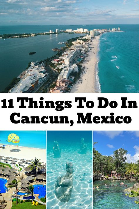 From exploring ancient pyramids to diving into cenotes, every day in Cancun is a new adventure! 💃 Dive into this guide of the 11 must-do activities that will make your Mexican getaway unforgettable. #Cancun #TravelGuide Downtown Cancun, Things To Do In Cancun, Underwater Museum, Cancun Hotel Zone, Cancun Mexico Travel, Swimming With Whale Sharks, Ancient Pyramids, Cancun Hotels, Whale Sharks