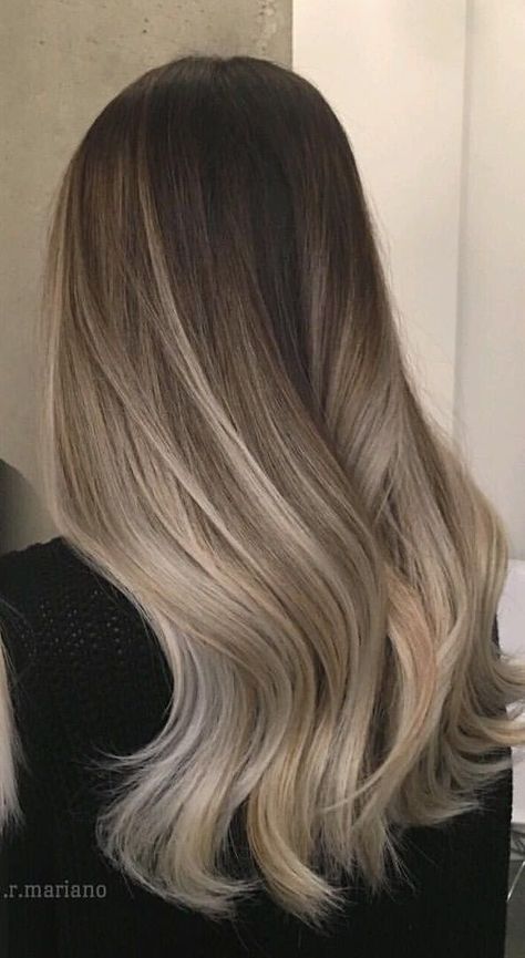 Balyage Long Hair, Ash Blonde Hair Balayage, Balayage Straight Hair, Blonde Hair With Roots, Rambut Brunette, Hair Blond, Brown Hair Inspo, Ombre Hair Blonde, Brunette Hair With Highlights