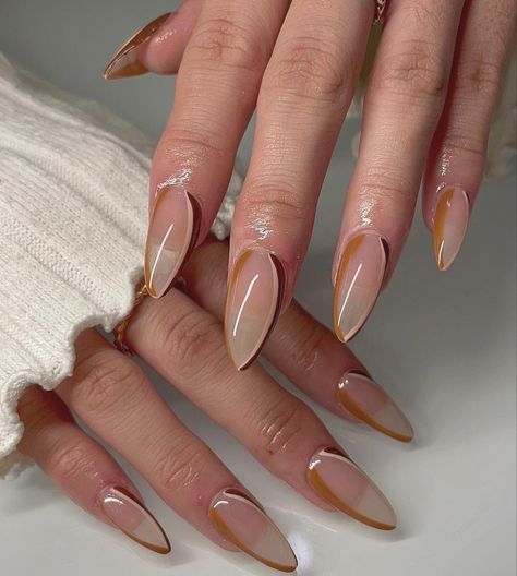 Fall Sets Nails Almond, Pregnant Outfits, Nailinspo Nailart, Short Stiletto, 2023 Nail, Brown Nails Design, Fantasy Nails, Cute Nails For Fall, Classy Acrylic Nails