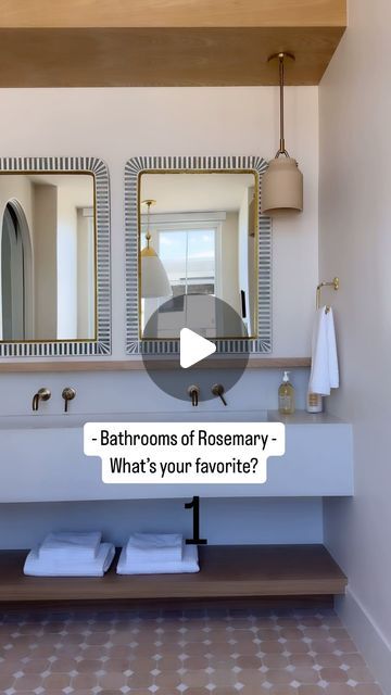 Becki Owens on Instagram: "The bathrooms of our #rosemaryproject!  What’s your favorite look??   Build @splitrockcustomhomes  Arch @stevetiek" Becki Owens Bathroom, Becki Owens Design, Cabin Bathroom, Cabin Bathrooms, Becki Owens, Bathroom Inspo, April 26, The Grove, Bath Design