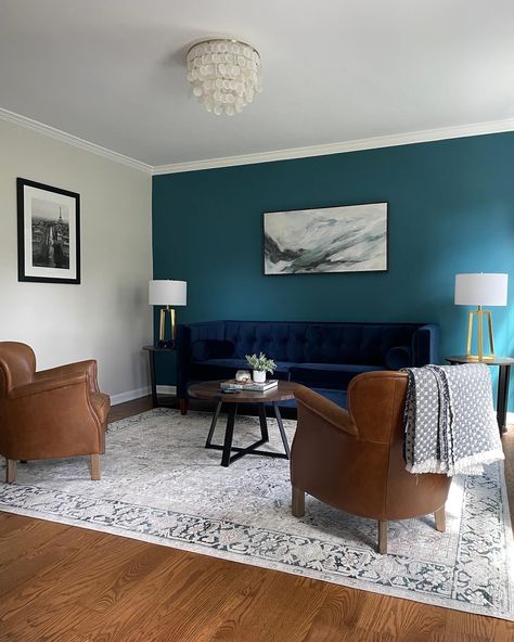 Accent walls can transform a room instantly! They add depth, personality, and visual interest to your space, creating a focal point that draws the eye and enhances the overall ambiance. Elevate your decor with the power of accent walls! ✨ Design: @colorandcrownid Teal Accent Wall Living Room, Teal Accent Wall, Turquoise Accent Wall, Teal Accent Walls, Walls Design, Big Room, Paint Inspiration, Accent Walls In Living Room, Apartment Inspiration