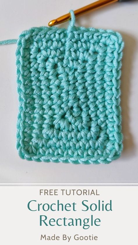 How To Crochet A Rectangle For Beginners, Crochet Oblong Pattern, How To Crochet A Granny Rectangle, Crochet Rectangle Base For Bag, Solid Granny Rectangle Pattern, How To Crochet Rectangle, Solid Rectangle Granny Square Pattern, No Holes Granny Square Free Pattern, Granny Square Rectangle Pattern