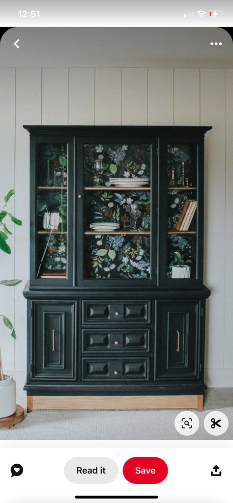 Black Hutch Makeover, Black Furniture Paint, Black Hutch, Dining Room Hutch Makeover, Dining Room Table Makeover, Hutch Makeover, Dining Room Hutch, Furniture Wax, Favorite Paint