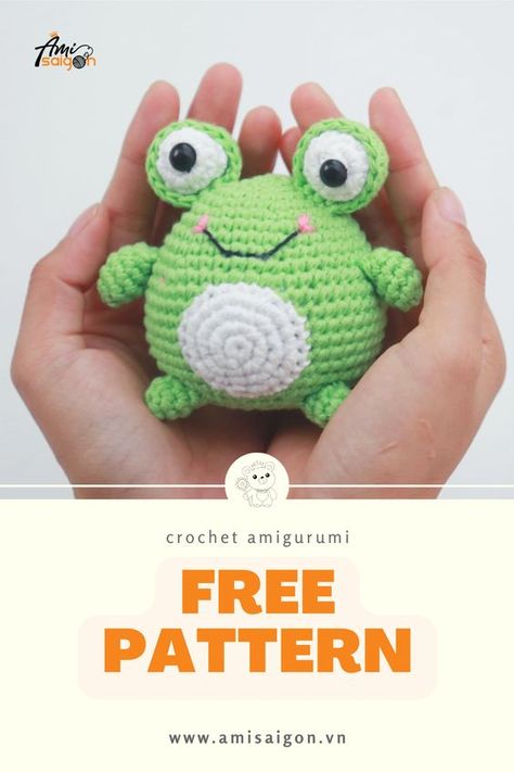 Hop into the world of handmade joy with our Chubby Frog amigurumi pattern. This delightful free crochet pattern is your ticket to creating a petite and cuddly frog that fits snugly in the palm of your hand. Let your crochet hooks hop to life as you bring this lovable amphibian to existence. Green Amigurumi Free Pattern, Crocheted Frogs Free Pattern, Crochet Funny Projects, How To Crochet A Frog, Frog Crochet Pattern Free Amigurumi, Frog Crochet Pattern Free, Crochet Frog Pattern Free, Amigurumi Frog Free Pattern, Crochet Froggy