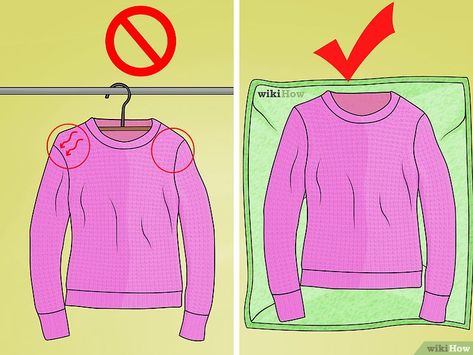 3 Ways to Fix a Sweater That Has Stretched - wikiHow Sweater Hangers, Crocheted Sweaters, Shrunken Sweater, Closet Hacks, Baggy Sweaters, Big Shoulders, Shoulder Stretch, Sweater Fits, Large Sweaters