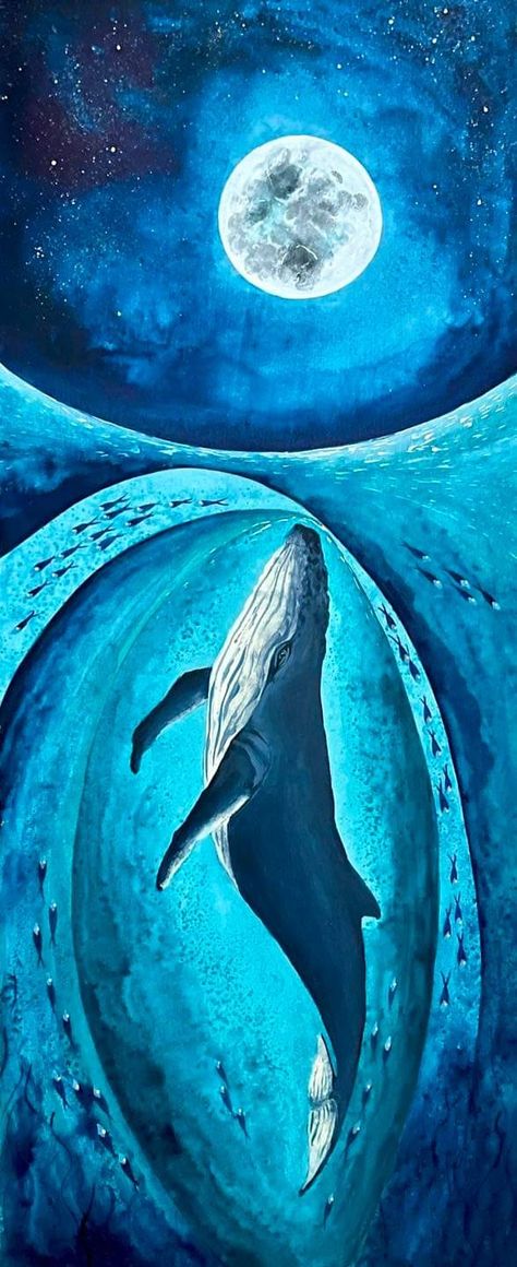 Whale Artwork, Aqua Art, Whale Art, Surf Art, Naive Art, Art Block, To The Moon, Whales, Limited Edition Prints