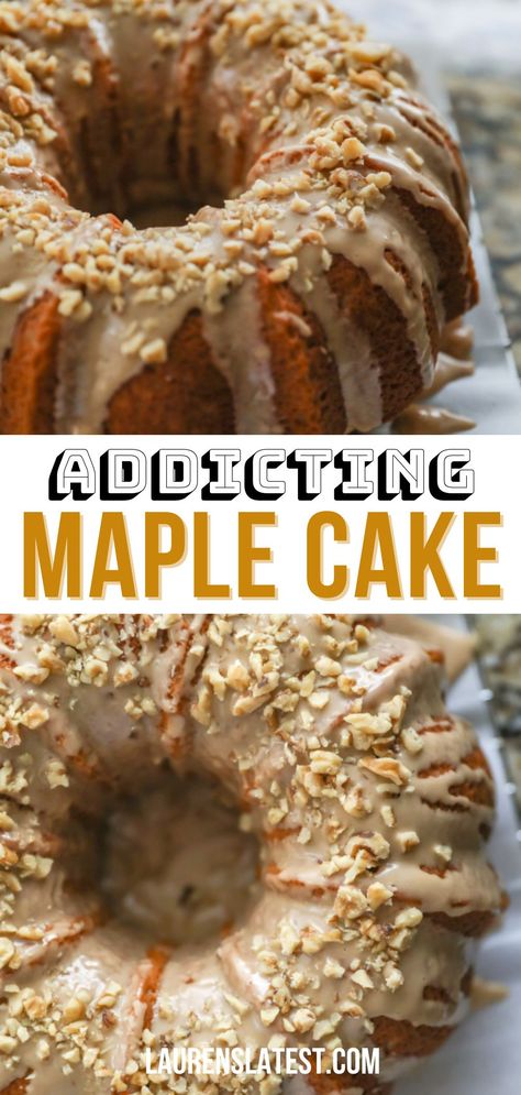 Maple Nut Cake, Maple Walnut Cake With Maple Frosting, Maple Bar Cake, Desserts With Maple Frosting, Maple Glaze Recipe Easy, Maple Butter Cake, Maple Apple Desserts, Maple Bar Donut Birthday Cake, Maple Syrup Glaze For Cake