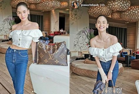 Pia Wurtzbach Style, Pia Wurtzbach, Miss Universe 2015, Pinky Finger, Miss Universe, Apples, Off Shoulder Blouse, Muse, Universe