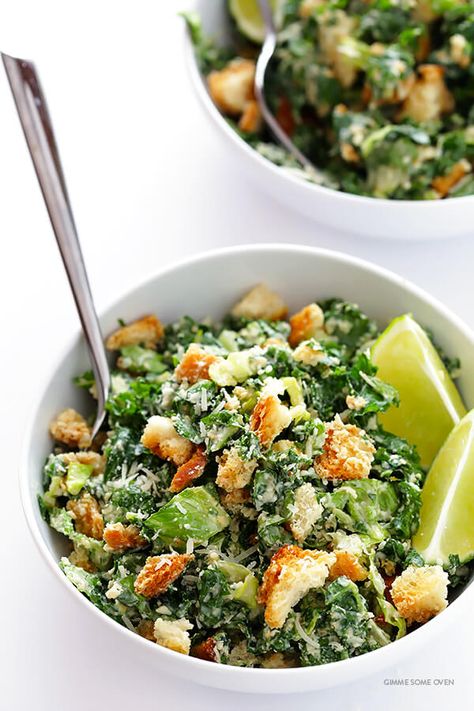 Lemon Kale Caesar Salad, Kale Ceaser Salad Recipes, Salad Caesar, Salad Kale, Chicken Kale, Kale Caesar, Kale Caesar Salad, Salad Diet, Caesar Salad Recipe