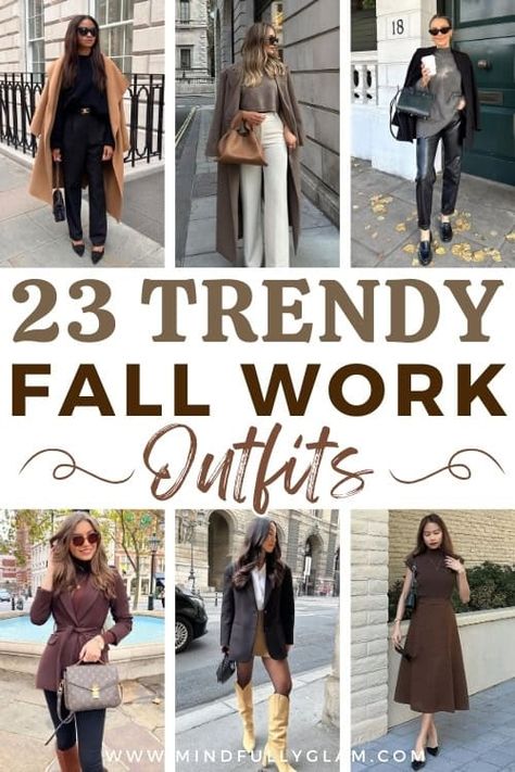 23 Chic Fall Work Outfits & Business Casual Outfits for Autumn 2024 Fall Fashion Business Casual, Fall Transition Business Casual, Cute Fall Outfits Business Casual, Fall Outfit Work Casual, Fall And Winter Business Casual Outfits, Comfy Fall Outfits For Work, Fall Boots Outfit Work, Brown And Black Work Outfits, Fall Fashion Outfits Business Casual