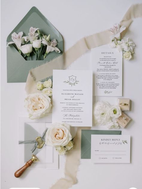 Invitation Wedding Photo, Invitation Details Photography, Invitation Card Photography, Aesthetic Wedding Inspiration, Invitation Suite Wedding Flat Lay, White And Green Wedding Flat Lay, Wedding Invitation Mood Board, Invitation Photography Styling, Invitation Flat Lay Weddings