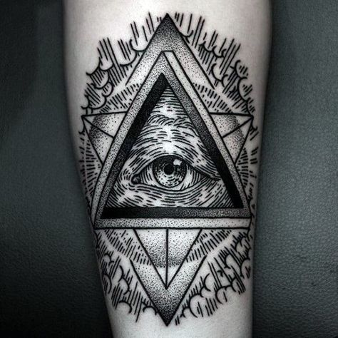 Eye Of Providence Tattoo, Geometric Eye Tattoo, Star Of David Tattoo, Hen Tattoo, Providence Tattoo, Triangle Tattoo Meaning, Eye Tattoo Meaning, Teardrop Tattoo, Realistic Eye Tattoo