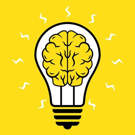 great idea light bulb creative thinking concept yellow brain icon design illustration vector Bulb Vector Illustration, Bulb Illustration, Bulb Vector, Brain Icon, Brain Illustration, Light Bulb Vector, Motion Graphics Inspiration, Graphics Inspiration, Creative Thinking