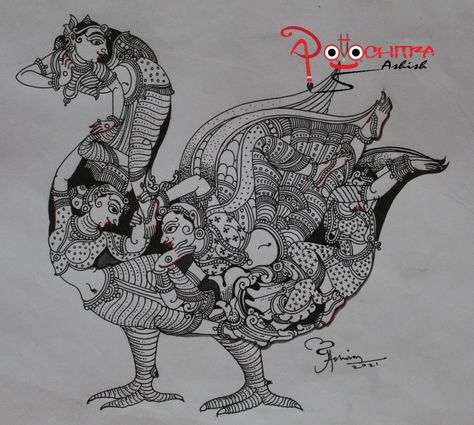 Pattachitra ksndarpa hansa. For details.. Whatsapp:-9861268596 Jagannath Pattachitra, Pattern Design Drawing, Indian Traditional Paintings, Kalamkari Painting, Kerala Mural Painting, Shiva Pics, Sketch Pencil, Tanjore Painting, Indian Folk Art